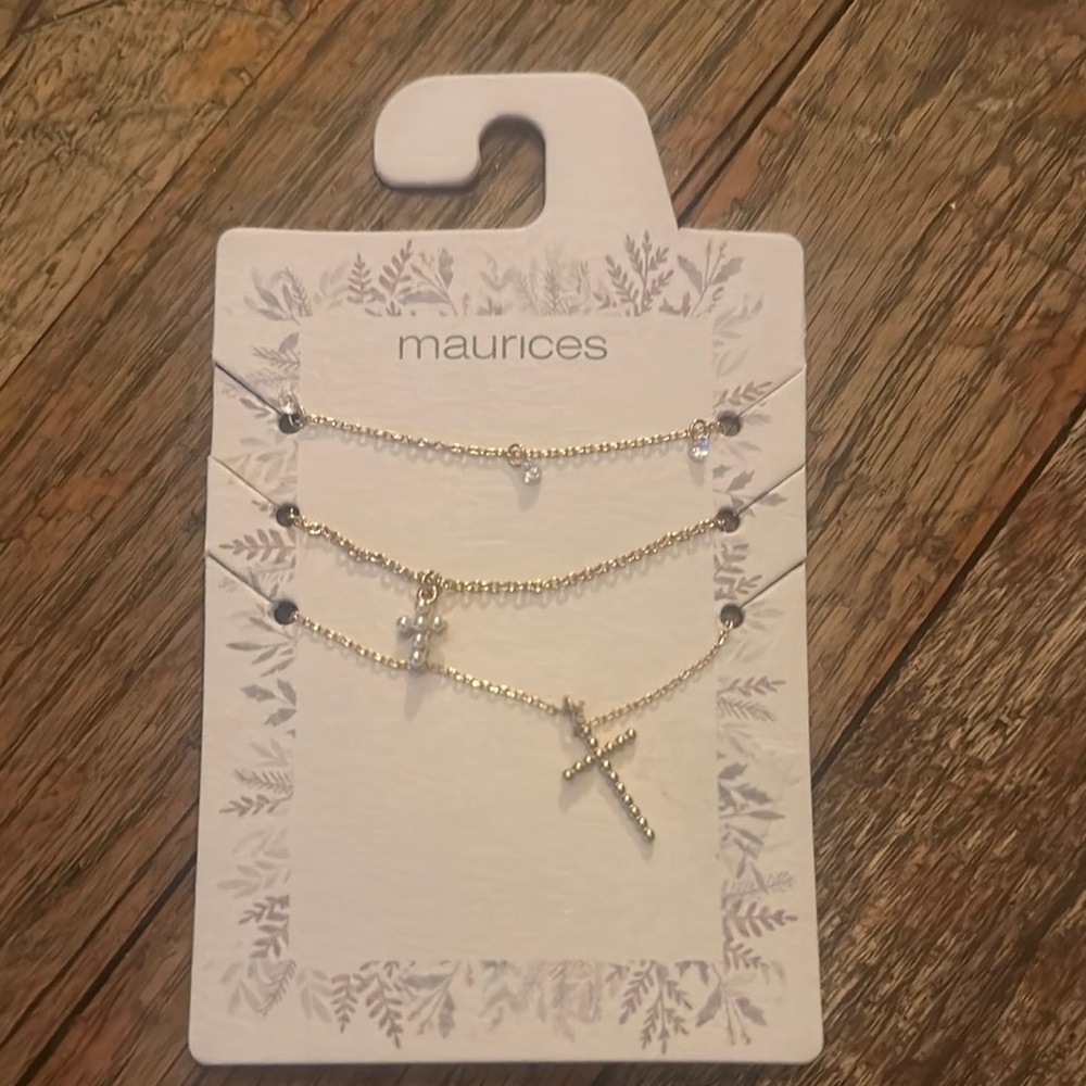 Maurices Gold Layered Necklace Set with Cross Pendant